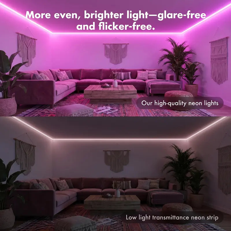 Upgraded RGBIC Smart Neon LED Light Strip (5M/10M), Bluetooth APP & Remote Controlled Color Changing Mood Lights with Music Sync, Self-Adhesive USB Powered, for Room Decor, Cool Room Decor, Gaming Setup Accessories, Man Cave Gadgets