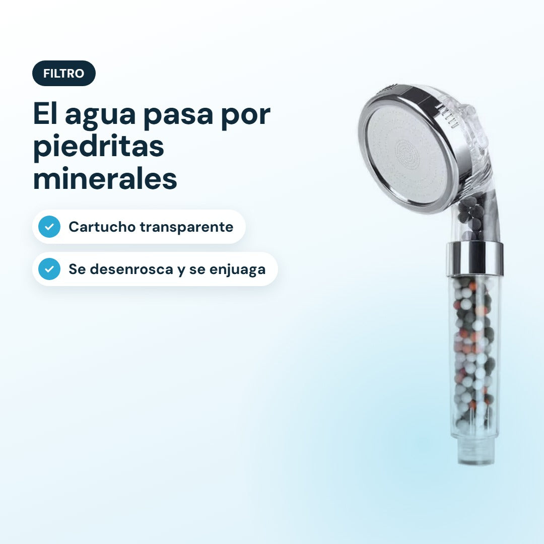 Filtro transparente con piedritas minerales